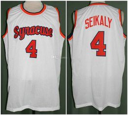 Syracuse Orange College 4 Rony Seikaly White Retro Classic Basketball Jersey Mens Ed Custom Number and Name Jerseys