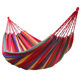 200*100cm rainbow Outdoor Leisure Double canvas Hammocks Ultralight Camping Hammock with backpack