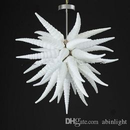 Art Design Fancy Chandeliers Lighting White Color Blown Glass Decorative Chandelier Pendant Light with LED Light