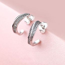 New creative earrings for Pandora 925 sterling silver classic temperament with original box ladies wave earrings holiday gift