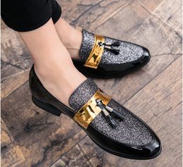 PU Leather Fashion Business Formal Wedding Dress Loafers Pointy Black Shoes Oxford Breathable Driving Walking Loafers N280