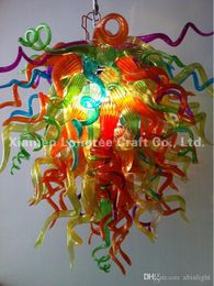 AC DC 100% Mouth Blown Borosilicate Chandeliers Light Modern LED Colorful Murano Glass House Item Chandelier