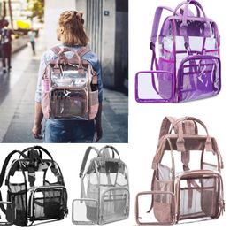 10PCS Girl Pvc Transparent Large Capacity Multifunction School Bag 4Colors Women Waterproof Travel Backpack Bag