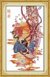 beauty of dunhuang girl home decor painting ,Handmade Cross Stitch Embroidery Needlework sets counted print on canvas DMC 14CT /11CT