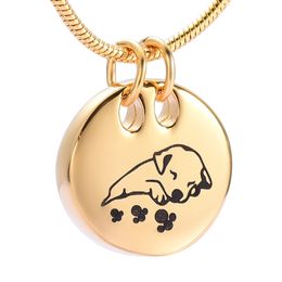 LkJ9941 Free Funnel and Gift Box, Memorial Urn Locket Cute Sleeping Dog Printed Pet Cremation Jewellery Ashes Holder Keepske