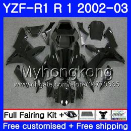 Bodys For YAMAHA YZF R 1 YZF 1000 YZF-1000 YZFR1 02 03 hot sale black all Bodywork 237HM.23 YZF R1 02 YZF1000 YZF-R1 2002 2003 Fairing Frame