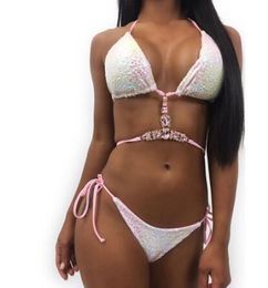 Crystal Rhinestones Glitter Diamond Gems Swimwear Women Bikini Set Beach Bathing Swimsuit Push Up Brazilian Suit b1