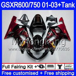 +Tank For SUZUKI GSX-R750 GSXR 750 600 K1 GSXR600 Red flames stock 01 02 03 294HM.25 GSX R600 R750 GSXR-600 GSXR750 2001 2002 2003 Fairings