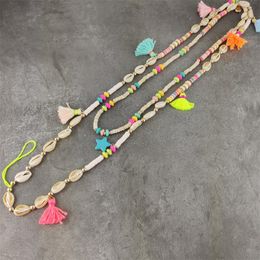 Artificial Shell Necklace Multifunction ID Work Card Rope Chain Mobile Phone Hanging Chain Lanyard boho summer vocation