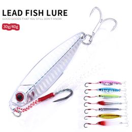 7PCS Metal Jig 30g/6.8cm 40g/7.8cm Fishing Lure Hard Lead Slice Heads Jigging Bait Spoon Tackle Fish Jigs Lures for Freshwater Saltwater