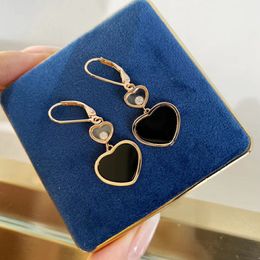 Fashion- designer early spring luxury earrings peach heart earrings S925 sterling silver plated 18K gold white shell black agate Wedding