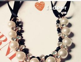 Fashion-Bib Choker Jewellery Pearl Necklace Design Charm Pendant Statement Necklaces Pearl Necklace Free Shipping Christmas Gift for Lady