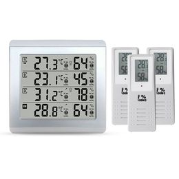 Freeshipping Weather Station Thermometer C/F Value Display Alarm Temperature Metre Station Tester With 3 Outdoor Indoor Wireless Senor