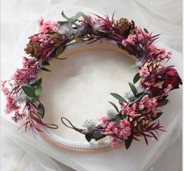 New product Sen rose flower wreath bride wedding head flower studio creative photo style bridesmaid headdress