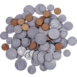 Play Money 100pcs/set Pennies 20 Each of One Cent Nickles Dimes and Quarters Half-dollars Fake Plastic Coin for Kids Learning