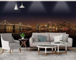 Original modern city night Murals Wallpaper 3D TV Background Large Wall Painting wallpapers for Living Room Mural wall Paper