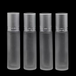 DHL shipping 800pcs 10ml Elegant Frost Glass Roll On Essential Oils Perfume Bottles with Stainless Steel Roller Ball LX9395