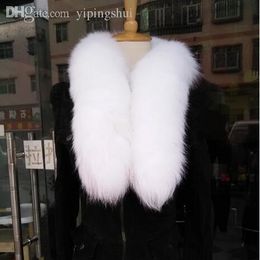 Wholesale-HOT SALE 2015 New Fashion Winter Warm FUR Snow Fox Arctic FOX TAIL 100% Real Fox Fur Scarf Collar Men&Women Long 90-100cm