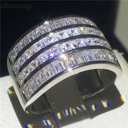 choucong Fashion Princess cut Ring 925 sterling Silver Diamond Engagement Wedding Band Rings For Women men Finger Jewelry
