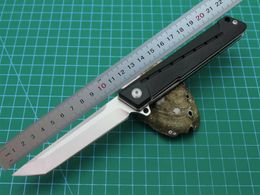 1Pcs New Ball Bearing Flipper Folding Knife D2 Satin Tanto Blade G10 + Stainless Steel Sheet Handle EDC Pocket Gift Knives