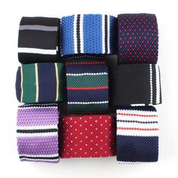 Men's Novelty Skinny Knit Tie Stripes Patterned Formal Necktie for Groom - Various Colours