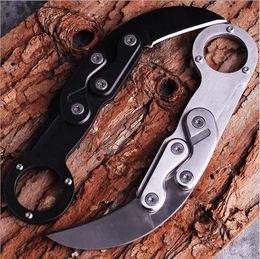 Top Quality 2 Handles Colors Karambit Claw Knife 440C Black / Satin Blade Stainless Steel Handle EDC Pocket Knives Gift Knife