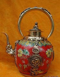 Copper silver pot pot seedling wallet package silver kettle Cupronickel porcelain porcelain teapot ornaments