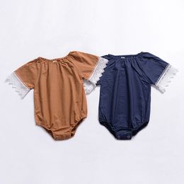 Baby girls Rompers INS Lace infant Jumpsuits Short Sleeve kids Climbing Clothes Summer Baby Clothing 2 Colours Optional Free Shipping DHW2115