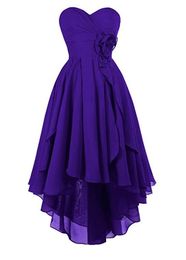 Sweetheart High Low Asymmetrical Bridesmaid Dress Chiffon Ruffles Party Prom Homecoming Dresses Lace-up Back229s