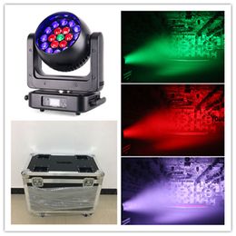 2pcs with flycase DMX 512 led rgbw b-eye 19 x 25w 4 in 1 rgbw zoom led wash beam moving light point control led beam moving head stage light