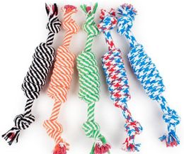 Dog Rope Fun Pet Chew Knot Toy Cotton Stripe Rope Dog Toy Durable High Quality Dog Accessories Drop free ship