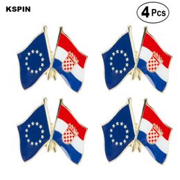 EU & Croatia Friendship Flag Pin Lapel Pin Badge Brooch Icons 4PC