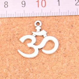 74pcs Charms yoga om Antique Silver Plated Pendants Making DIY Handmade Tibetan Silver Jewellery 23*21mm