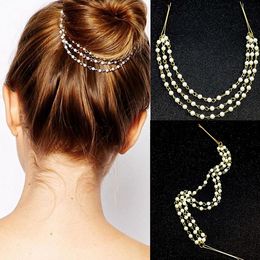 -60pcs / lot DIY Délicatesse Simple d'or multiple perle Glands Peignes alliage bord clip Outils de cheveux Accessoires HA897