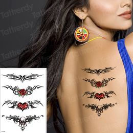 Waterproof Temporary Tattoo Sticker Sexy Waist Rose Fake Tattoo For Girls Women Sea Bikini Love Tribal Chest Tatoo Water