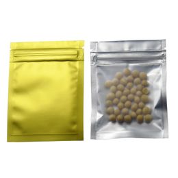 7.5*10cm Matte Golden Clear Front Mylar Zip Lock Packaging Bag Flat Self Sealing Aluminum Foil Coffee Bean Sample Bag 100 Pieces