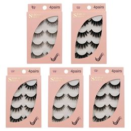 Free Shipping ePacket 4 Pairs Of New Product Handmade Mink False Eyelashes Natural Slender Long Three-Dimensional Multilayer Eyelashes!