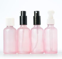 Pink glass spray bottle with super fine mist hydrating cap and bottle