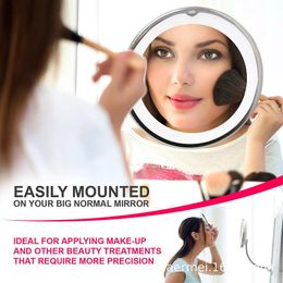10X magnification makeup mirror LED suction cup with gooseneck lengthened metal hose round 360 degree rotating bathroom mirror 000