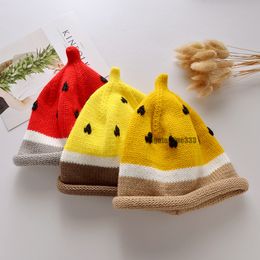 New Toddler Kids Girl Boy Cappelli di anguria Baby Infant Winter Warm Crochet Knit Hat Adjustale Berretti Cartoon Cap