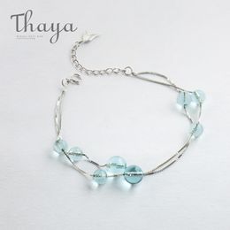 Thaya Mermaid Foam Design Bracelet S925 Sterling Silver Double Chain Fishtail Chain Crystal Bracelets For Women Elegant Jewellery Y19051602