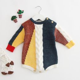 Baby Girl Clothes Knitted Infant Boy Rompers Long Sleeve Toddler Jumpsuits Knitted Newborn Playsuits Boutique Baby Clothing DW4851