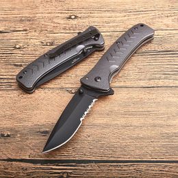 Special Offer OEM Survival Folding Knife 440C Titanium Coated Half Serration Drop Point Blade Aluminium Handle Rescue Knives