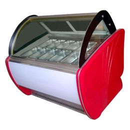 Kolice kitchen cooling air convection design, anti-fog glass 12 drums ice cream showcase freezer display