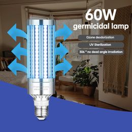 Os mais recentes 60W UV germicida lâmpada LED UVC desinfecção Luz E27 7200LM Ozono gratuito com temporizador de controlo remoto 30 min 1 hora