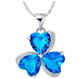 Luckyshine 12Pcs/lot sterling silver 925 Necklaces Unique charm Sparkling Swiss Blue Topaz Pendant Necklaces For Lady Free And Fast Shipping