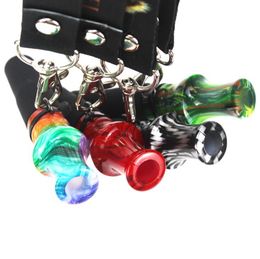 Newest Portable Colorful Acrylic Silicone Hose Hookah Mouthpiece Shisha Tips Smoking Mouth Lanyard Hang Rope Filter Pipe