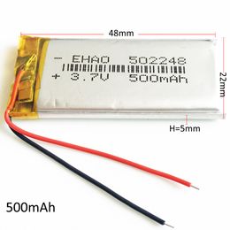 3.7V 500mAh 502248 Lithium Polymer Li-Po Rechargeable li ion Battery For Mp3 MP4 MP5 GPS PSP Vedio Game toys