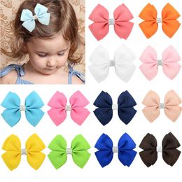 4 Inch Lovely Children Girls Double Layers Candy Color Hair Clips Kid Cute Ribbon Alligator Boutique Hair Accessories