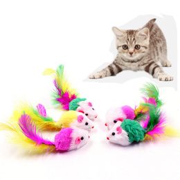 Feather Tail Kitten Small Mouse Toys Cat Toys Colorful Mouse Dogs Funny Playing Colorful Soft False Mouse Toys Cat Puppy Toy BH2841 TQQ